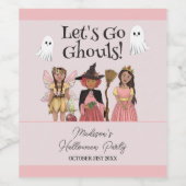 Lass uns Ghouls Pink Halloween-Kostüm-Party gehen Weinetikett (Einzelnes Label)