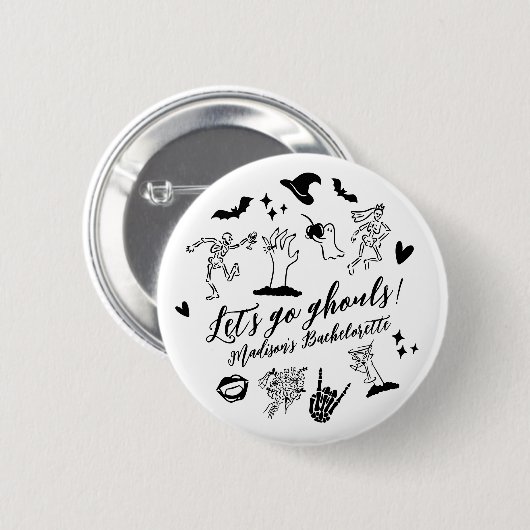 Lass uns Ghouls Spooky Whimsical Bachelorette gehe Button (Vorne & Hinten)
