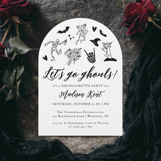 Lass uns Ghouls Spooky Whimsical Bachelorette gehe Einladung
