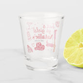 Lass uns Girls Cowgirl gehen Last Rodeo Bacheloret Schnapsglas (Rückseite)