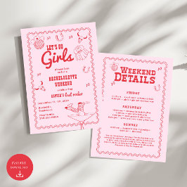 Lass uns Girls Cowgirl Pink und Red Bachelorette g Einladung