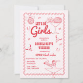Lass uns Girls Cowgirl Red Bachelorette gehen Einladung (Vorderseite)