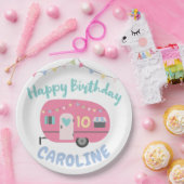 Lass uns Glamping Girly Happy Birthday Party gehen Pappteller (Party)