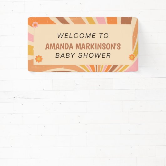 Lass uns Groovy Retro Baby Dusche holen Banner (InSitu)