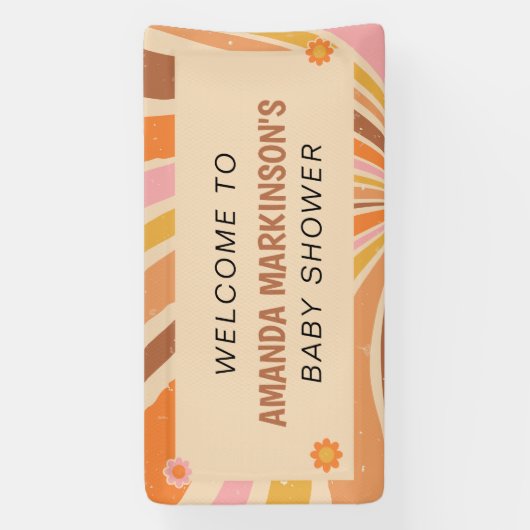 Lass uns Groovy Retro Baby Dusche holen Banner (Vertikal)