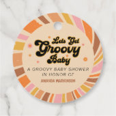 Lass uns Groovy Retro Baby Dusche holen Geschenkanhänger (Rückseite)