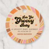 Lass uns Groovy Retro Baby Dusche holen Geschenkanhänger (Vorderseite)