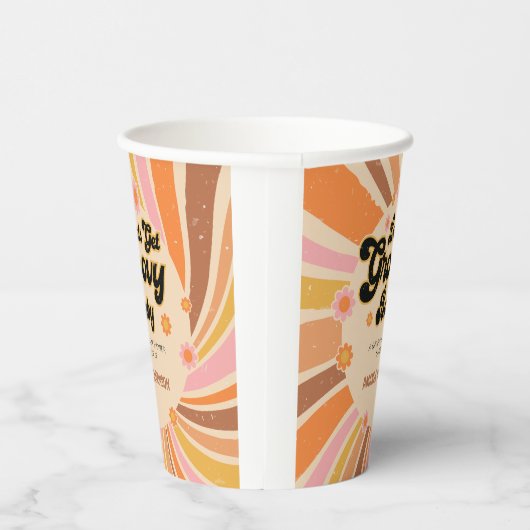 Lass uns Groovy Retro Baby Dusche holen Pappbecher (Rechts)