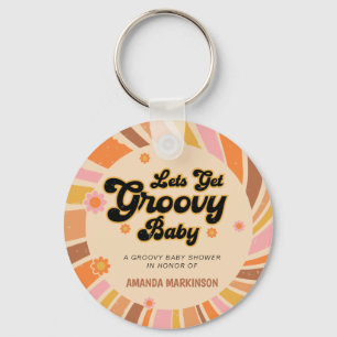 Lass uns Groovy Retro Baby Dusche holen Schlüsselanhänger