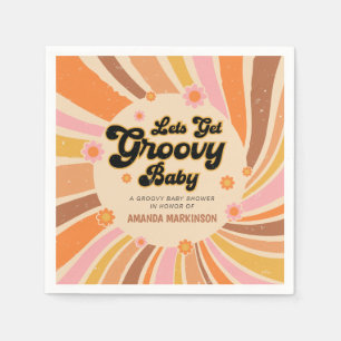 Lass uns Groovy Retro Baby Dusche holen Serviette