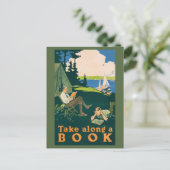 Lass uns ins Camping gehen und ein Buch lesen Postkarte (Stehend Vorderseite)