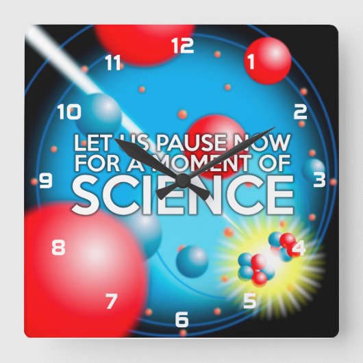 LASS UNS JETZT FÜR EINEN MOMENT DER WISSENSCHAFT. QUADRATISCHE WANDUHR (Vorderseite)