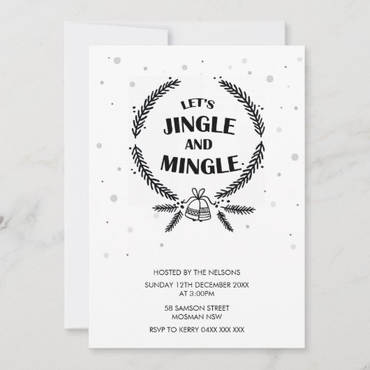 Lass uns Jingle und Mingle Weihnachts Party Holida Einladung (Vorderseite)