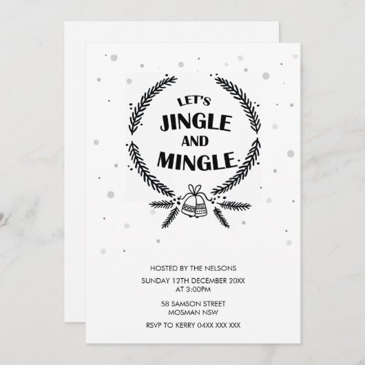 Lass uns Jingle und Mingle Weihnachts Party Holida Einladung (Vorne/Hinten)