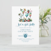 Lass uns Jolly Christmas Cocktail Party einladen Einladung (Stehend Vorderseite)