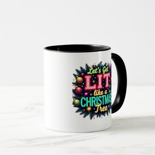Lass uns Lit holen - Funny Christmas Pun Graphic H Tasse (VorderseiteRechts)