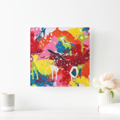 Lass uns mit einer Knallmauer ausgehen Quadratische Wanduhr (Zuhause)