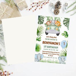 Lass uns OuT Baby Elephant zum ersten Geburtstag h Einladung