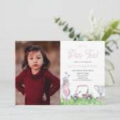 Lass uns Par-T-Shirt machen! Pink Golf Picture Bir Einladung (Stehend Vorderseite)