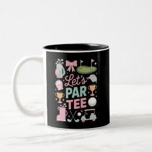 Lass uns Par Tee Golf Coquette Golf Liebhaber Gesc Zweifarbige Tasse