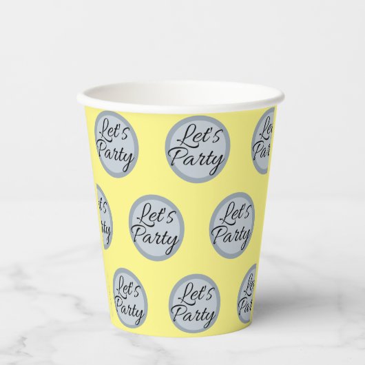 Lass uns Party Feiern polka Punkt und Text modern Pappbecher (Vorderseite)
