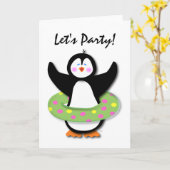 Lass uns Party schwimmen Pinguin Card Karte (Gelbe Blume)
