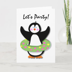 Lass uns Party schwimmen Pinguin Card Karte