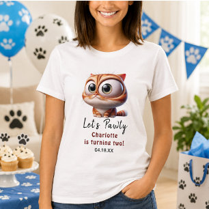 Lass uns Pawty! Niedliche Katze 2. Geburtstagsfeie T-Shirt