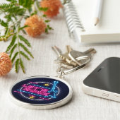 Lass uns Rock Retro Neon Runde machen Schlüsselanhänger (Seite)