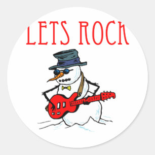 Lass uns Rock Snowman Runder Aufkleber