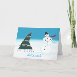 Lass uns Rock, Weihnachtsbaum Schneemann Grußkarte Feiertagskarte