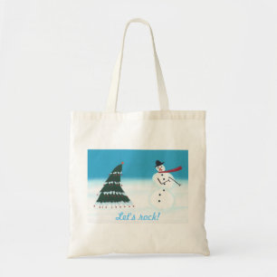 Lass uns Rock, Weihnachtsbaum Snow man Stoffsäcke Tragetasche