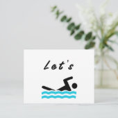 Lass uns schwimmen gehen postkarte (Stehend Vorderseite)