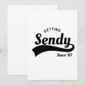 Lass uns Sendy Mason 67 Meme Vintag bekommen Einladung (Vorne/Hinten)