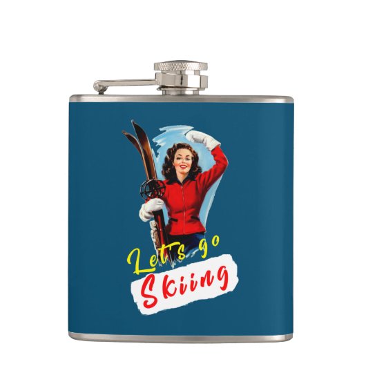 Lass uns Skifahren gehen Flachmann (Vorderseite)