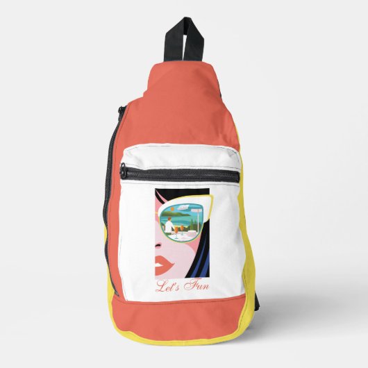 Lass uns Spaß machen - der weiße Lotus Crossbody Bag (Vorderseite)