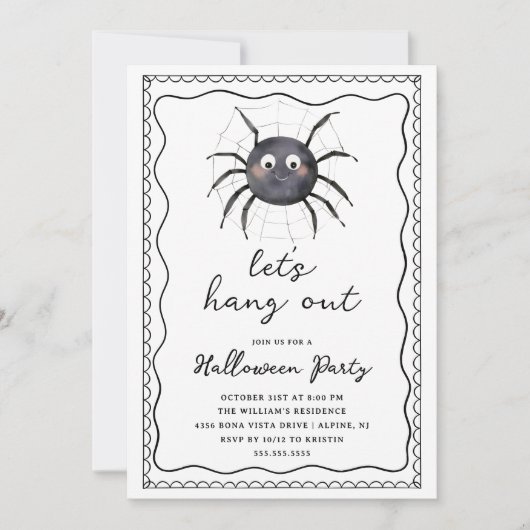 Lass uns Spider Halloween aushängen Einladung (Vorderseite)