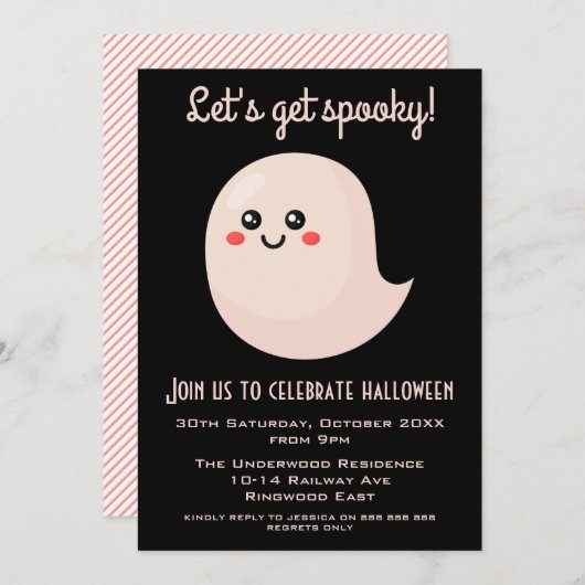 LASS UNS SPOOKY-HALLOWEEN-PARTY MACHEN EINLADUNG (Vorne/Hinten)