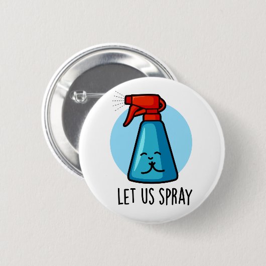 Lass uns Spray Funny Praying Bottle Puff Button (Vorne & Hinten)