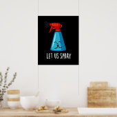 Lass uns Spray Funny Praying Bottle Pun Dark BG Poster (Küche)