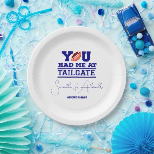 Lass uns Tailgate Celebrate Blue Bridal Couple Sho Pappteller (Party)