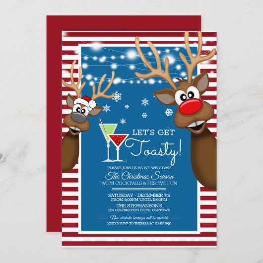 Lass uns Toasty Weihnachtscocktail-Party holen Einladung (Vorne/Hinten)