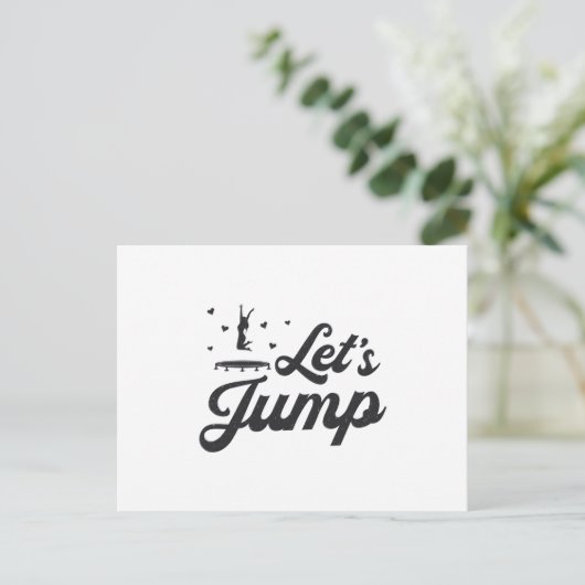 Lass uns Trampolin Gymnast Funny Trampolining spri Postkarte (Stehend Vorderseite)