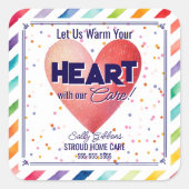 Lass uns Warme Dein Herz mit unserem Betreuer Quadratischer Aufkleber (Vorderseite)