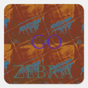 Lass uns Zebra Safari Art Print/Graphic gehen Quadratischer Aufkleber