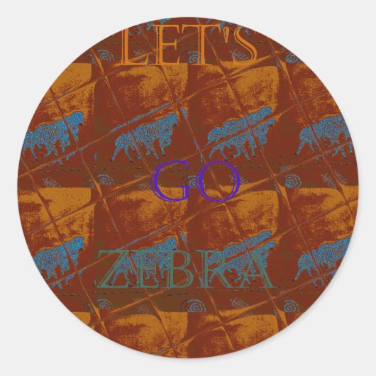 Lass uns Zebra Safari Art Print/Graphic gehen Runder Aufkleber (Vorderseite)