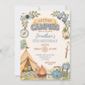 Lass uns zum Camping-Geburtstag gehen Einladung (Vorderseite)