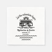 lass unser Abenteuer beginnen rustikale Hochzeit Serviette (Vorderseite)