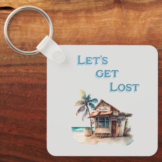 Lass verloren gehen tropische Insel Strand Bar Rei Schlüsselanhänger (Vorderseite)