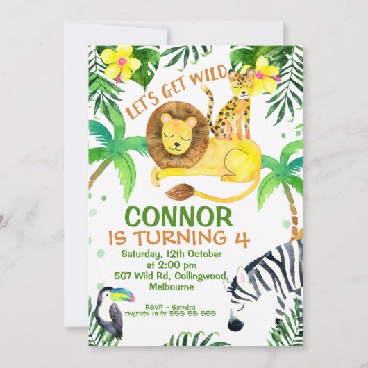 Lass Wild Birthday Einladung (Vorderseite)